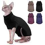SUNFURA Turtleneck Sweater for Cat, Sphynx Cats Shirt Hairless Cat Sweaters with Sleeves, Warm and Soft Kitten Pullover Fleece Winter Pajamas Jumpsuit for Puppy Cats, Black S