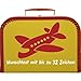 Produktbild Kinderkoffer gelb mit Motiv Flugzeug, Farbe des Motivs wählbar, Wunschname/Wunschtext inkl, Pappkoffer, 25cm