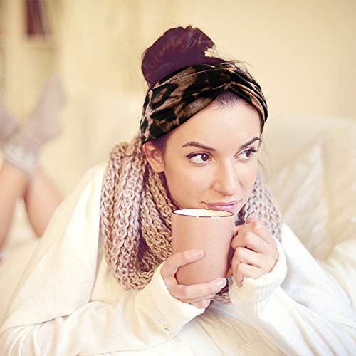 Nodg 4 Pieces Knot Headbands For Women Leopard Headbands Knotted Headbands Wide Headbands Turban Hairband Vintage Head Wrap Elastic Hair Hoops Fashion Hair Accessories For Women #TOP3