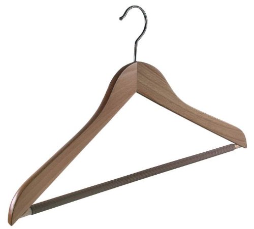 10 x Holz-Kleiderbügel 45 cm Kombi-Bügel Buche mit gummiertem Riffelsteg Cover