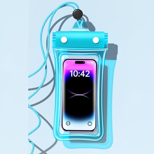 Custodia impermeabile per telefono, custodia impermeabile universale con cinturino da collo, ornamento luminoso per giochi d’acqua (blu)