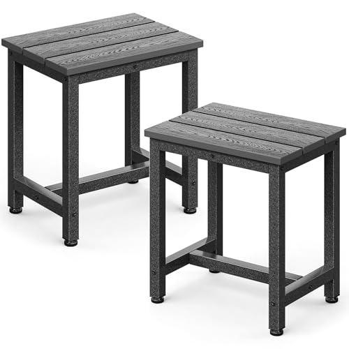 ODK Outdoor Side Tables Set of 2 Adirondack Patio End Table with Weather-Resistant Waterproof Top for Hot Tub Garden Balcony Poolside 2PCS Grey