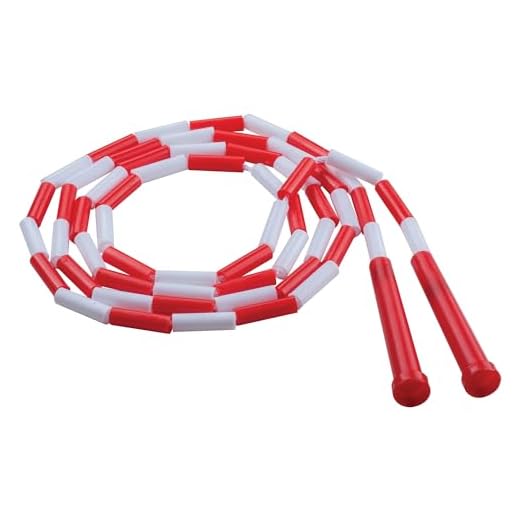 Champion Sports Segmented Jump Rope for Fitness, 7 Feet Length, Red and White - Classic Beaded Jump Ropes for Physical Education, Gym Glass, Personal Use - Premium Skipping Rope for Kids, Adults