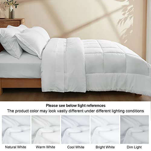 Phf Ultra Soft Comforter Sets Queen-7 Pieces Bed In A Bag Comforter & Sheet Set-Comfy Cozy Bedding Set Include Comforter, Pillow Shams, Flat Sheet, Fitted Sheet And Pillowcase, Square White #TOP5