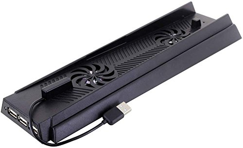 LeSB PS4 Vertikaler Standfuß Kühler Lüfter für Playstation 4 PS4 Konsole und 3 USB HUB Port, 3 in 1 ps 4 zubehör, es ist Nicht für PS4 Pro / PS4 Slim