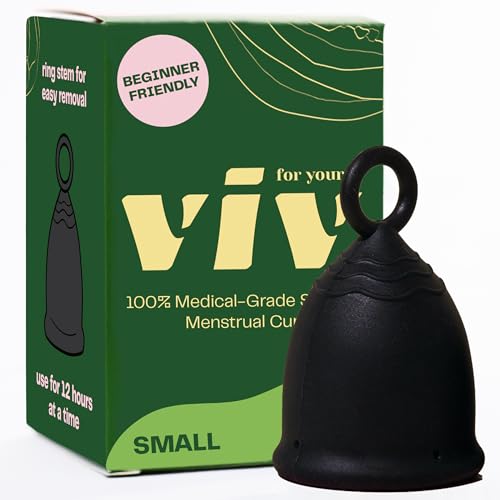 Viv for Your V Small Menstrual Cup for Beginners | Ring Loop Stem for Easy Removal | Soft, Safe Period Alternative for Sports, Swimming, and Active Lifestyle | Medical-Grade Silicone Period Cup