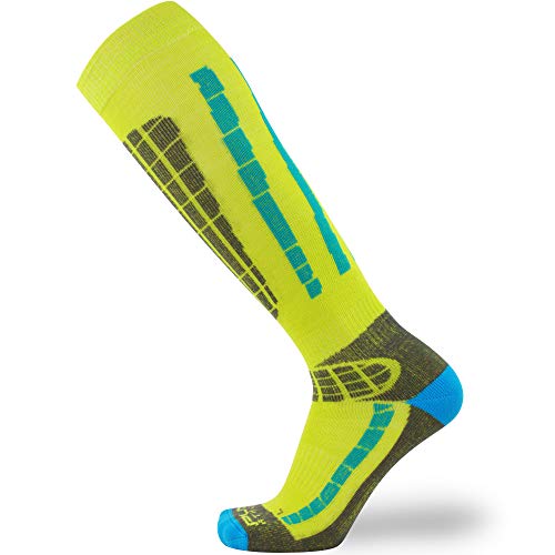 Calcetines de esquí - Los mejores calcetines de esquí ligeros y cálidos (1 par, color lima/azul cielo, talla pequeña/mediana) Cover