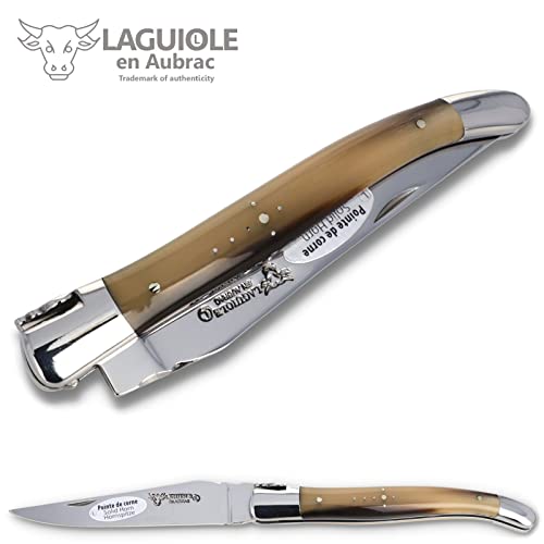 Laguiole En Aubrac Handmade Knife 12 Cm L0212Pcif Horn Tip Handle, Blade And Bolsters Stainless Steel #TOP4