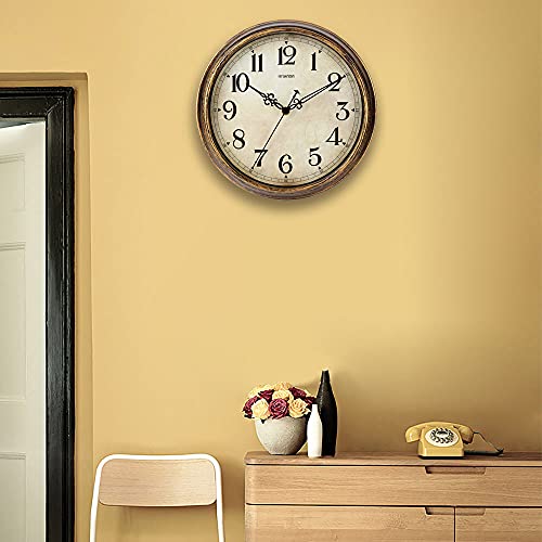 HYLANDA Wall Clock - 12 Inch Vintage Wall Clocks Battery Operated - Retro Silent Non Ticking - Decorative Living Room Home Kitchen School Office