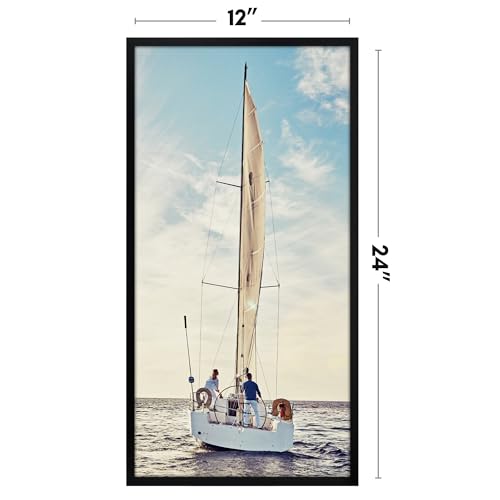 Americanflat 12x24 Picture Frame with Polished Plexiglass - Streamline Collection - Thin Border Picture Frame for Wall Display - Hanging Hardware Included - Black by Americanflat - Image 2