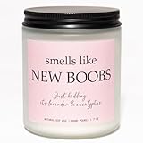 New Boobs Candle, Breast Cancer Survivor Gifts for Women, After Breast Surgery Gifts, Breast Reduction, Augmentation, Boob Job Recovery - Lavender & Eucalyptus Soy Wax Scented Candle, 7OZ