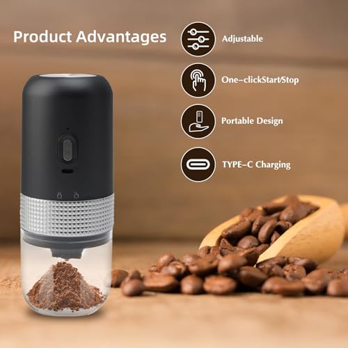 Moulin à café électrique portable avec meule céramique et réglages multiples - 5
