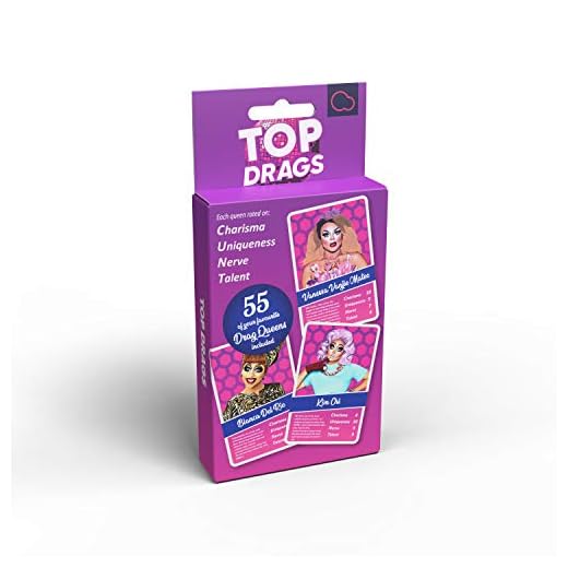 Juego de Cartas Top Drags | Drag Queen Top Trumps Comedy Card Game | Adecuado para la Familia, Adolescentes y Adultos