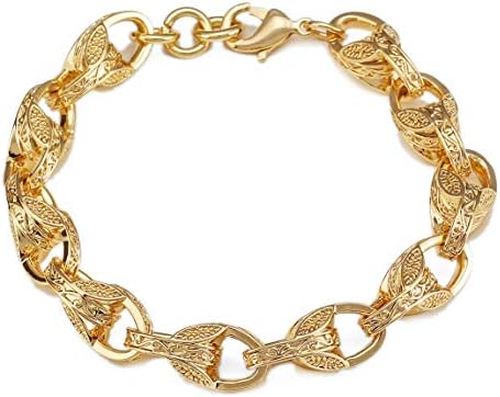 THE BLING KING Tulip Gold Bracelet - 18K Real Gold Plating with Luxury Finish and Detailing - Elegant Tulip Gold Jewellery for Men and Women - Bracelet Length: 8 Inches, Width: 10MM Gold Plated