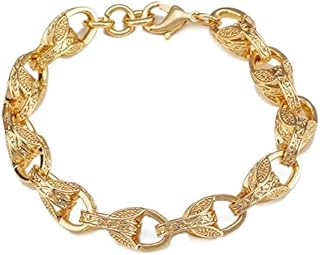 THE BLING KING Tulip Gold Bracelet - 18K Real Gold Plating with Luxury Finish and Detailing - Elegant Tulip Gold Jewellery for Men and Women - Bracelet Length: 8 Inches, Width: 10MM Gold Plated