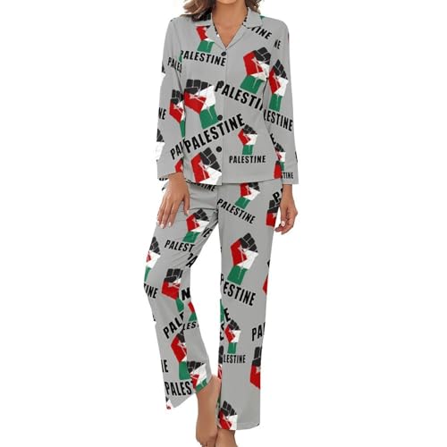 Free Palestine Palestinian Flag Pajama Sets for Women