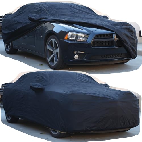 Image of All Weather Waterproof car Cover Good for rain Snow uv Protection dust Large-Size Sedan Grand Prix 300 Charger Impala Regal MKZ Lacrosse LS Black