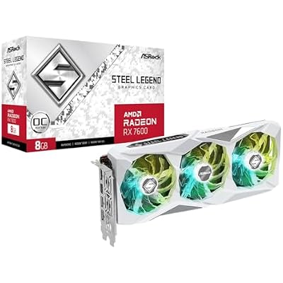 ASRock AMD Radeon RX 7600 Steel Legend 8GB OC GDDR6 128-bit 0dB Silent Cooling Graphics Card DisplayPort 7680 x 4320 HDMI 18 Gbps 3 Fans PCI Express 4