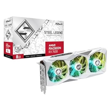 Placa de Vídeo ASRock Radeon RX 7600 Steel Legend OC, 8GB, GDDR6, 128-Bit, FSR, Ray Tracing, Branco