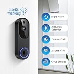 1080P Wireless Security Camera, AI Human Detection, 2-Way Audio, Night Vision, Real-Time Motion Alerts, Cloud Storage (Sold Separately), Indoor/Outdoor Surveillance Camera, 2.4GHz WiFi Only