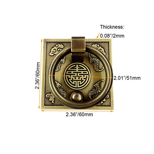 Tiazza Chinese Style Antique Brass Ring Pull Handle Set Kitchen Cabinets Wardrobe Drawer Classical Furniture Decoration Classic Pure Copper Handle - Image 3