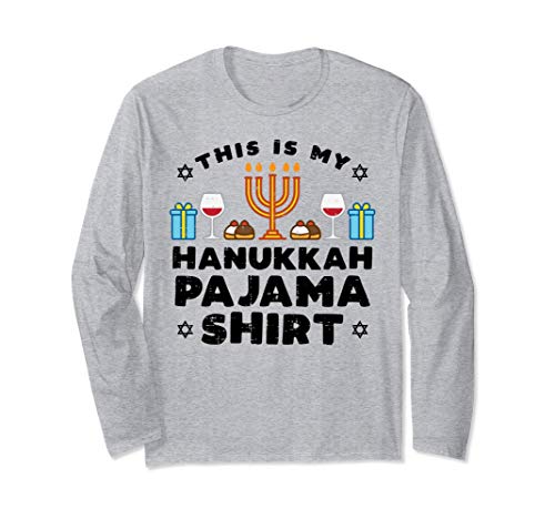 Hanukkah Pajama Shirt Menorah Chanukah Jewish Festival Gift Maglia a Manica