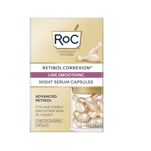 RoC - Retinol Correxion Line Smoothing Siero Notte - Anti Rughe e Invecchiamento - Idratante e Rassodante - Leviga la Pelle - Capsule 10 Pezzi