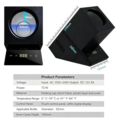 Enfriador de vino con control digital y temperatura ajustable para botellas de 3,62" 6