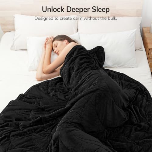 Image of Weighted Blanket for Adults, 10 lbs, 60 inch x 78 inch, washable Blankets, Black | Soft Queen Size Heavy Blanket, Large Weighted Blankets with Glass Beads for Stress Relief and Sleep Promotion