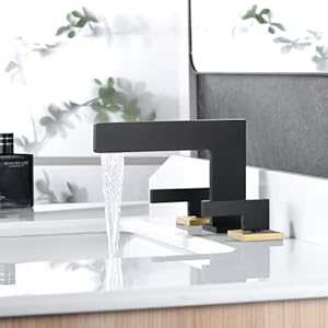   Sumerain-Widespread-8-inch-Bathroom-Faucet-Black-and-Gold-Bathroom-Sink-Faucet-3-Hole-2-Knob-Handle-Waterfall-Bathroom-Faucet