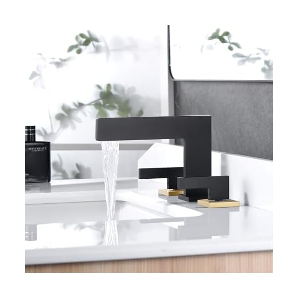   Sumerain-Widespread-8-inch-Bathroom-Faucet-Black-and-Gold-Bathroom-Sink-Faucet-3-Hole-2-Knob-Handle-Waterfall-Bathroom-Faucet
