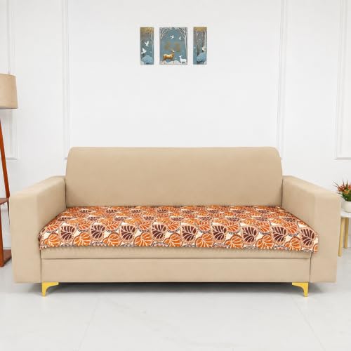 Image of Homerz Premium Printed Quilted Velvet Sofa Slip Cover Protector, Sofa Mat, Exact Size, Antislip Cover (Bloomora, 3 Seater, Half)