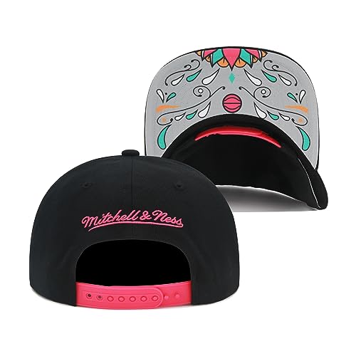 Mitchell & Ness San Antonio Spurs NBA Sugar Skull Snapback Hat Adjustable Cap - Black