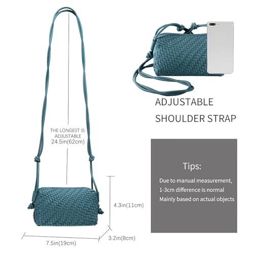 Image of Woven Crossbody Bag for Women,Small Handbag Cute Purse Vegan Leather Handmade Shoulderbag, Summer Tote Bag with Strap