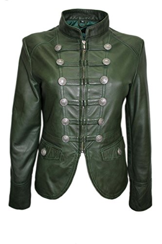Smart Range Women's Military Washed Parade Fashion Soft Real Nappa Leather Jacket 12 Green #TOP10