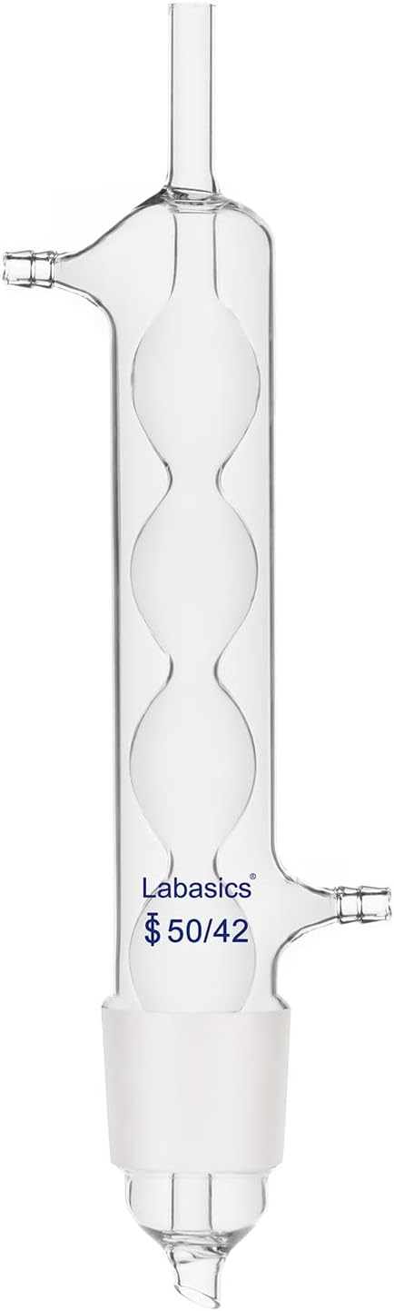 Labasics Allihn Condenser Reflux for Soxhlet Extractor, Borosilicate Glass Reflux Condenser for Soxhlet Extraction Allihn Condenser with 50/42 Lower Joint 250 mm (9.8 inch) Jacket Length Lab Condenser