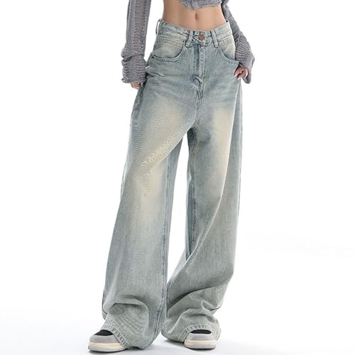 Autumn Baggy Wide Leg Jeans Unisex Vintage Washed Relaxed Floor Trousers High Waist Straight Cargo Work Pants2