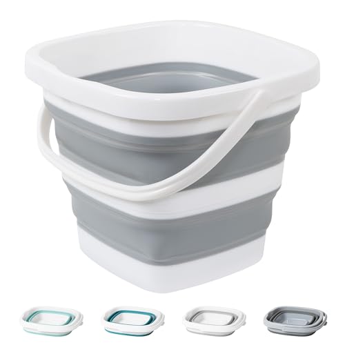Collapsible Bucket, 1.32 Gallon 5L Small Mop Bucket for Cleaning, Car Washing, Portable Tub for Camping, RV, Beach, Sand, Fishing, Garden, Space Saving Plastic Water Basin Ice Buckets