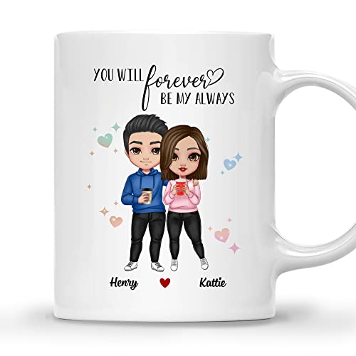 HSIRYAOHD Tazza con scritta The Best Cup per San Valentino, anniversario, matrimonio, compleanno, regalo per donne e uomini, con design per lui – regalo per coppie – You Will Forever Be My Always