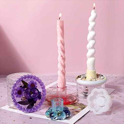 Voyyphixa 5PCS Candles Holder Resin Molds, Round Candlesticks Epoxy Molds Flowers Tealight Epoxy Casting Silicone Molds for Epoxy Resin DIY Trinket Dish, Jewelry Candy Box, Table Decorations by Voyyphixa - Image 5