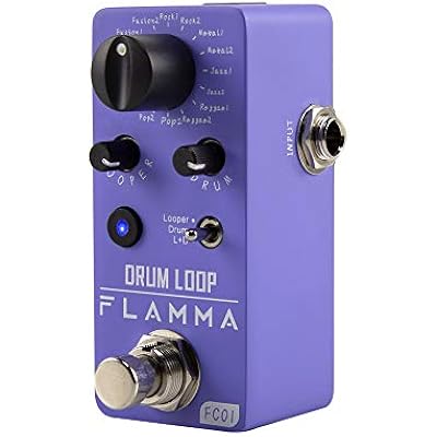 FLAMMA FC01 Looper Pedal Drum Machine 2 in 1 Drum Looper Guitar Pedals, 20 Minutes Loop Time with 16 Drum Grooves, Tap Tempo, 44.1kHz/16Bit Mini Guitar Effects Pedal with 3 Mode