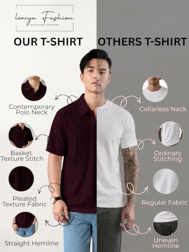 Image of Leriya Fashion Cotton T-Shirt for Men - Soft Breathable Fabric | Regular Fit Half Sleeve Collar Tee for Summer Casual Wear (Available in Plus Size)
