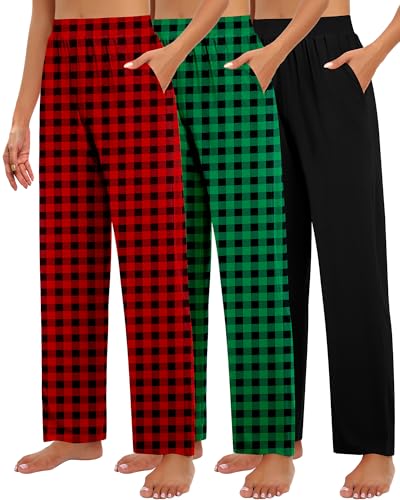 Huukeay 3 Pack Women’s Lounge Pants, Cozy Wide Leg Lounge Slacks