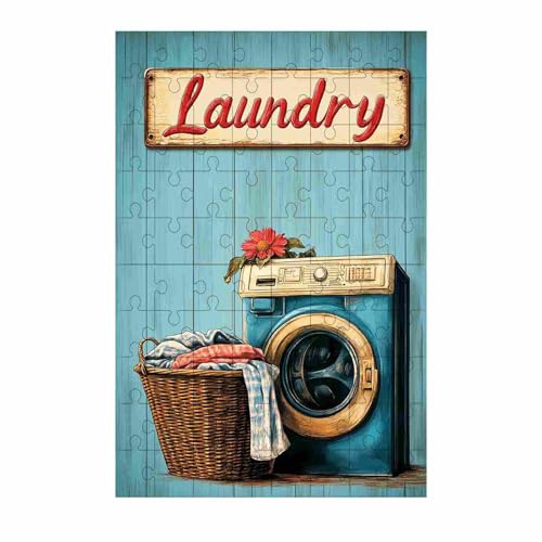 1000-Piece Wooden Puzzle Laundry Room Washer Design