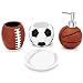 YangShiMoeed 4-Piece Sports Bathroom Accessories Completes with Basketball Lotion/Soap Dispenser,Soccer Bath Cup/Tumbler,Base Ball Soap Dish,Football Toothbrush Holder (Golden)