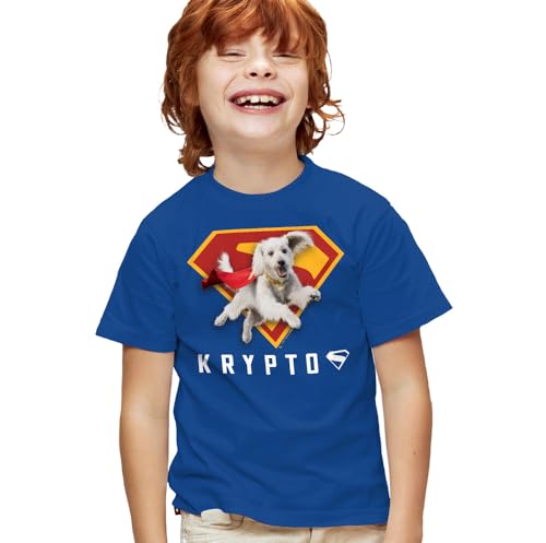 Popfunk Superman 2025 Krypto Shield Kids T Shirt for Youth Boys and Girls, Royal, X-Small