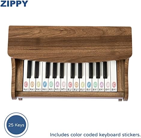 ZIPPY Kids Piano Keyboard, 25 Keys Digital Piano for Kids, Mini Music Educational Instrument Toy, Wood Toy for Toddlers Girls Boys (Walnut) - 2