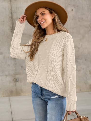ANRABESS Sweaters for Women Oversized Cable Knit Fall Long Sleeve Crewneck Casual Pullover Sweater Tops 2025 Winter Outfits - Image 4