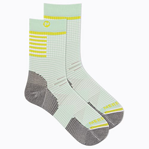Merrell Trail Running Lightweight Socks-Unisex Anti-Slip Heel And Breathable Mesh Zones, Mid Crew-Aqua, S/M (Men's 5-8.5 / Women's 5-9.5) #TOP19
