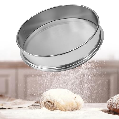 FuxFuis Setaccio per Farina Rotondo in Acciaio Inox 304, Setaccio da Forno Professionale Maglia Fine, ​Scolapasta in Metallo da 150 Maglie per Farina, Riso, Cereali, Frutta, Verdura - Diametro: 20 cm